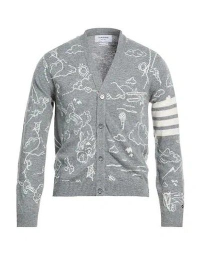 Thom Browne Man Cardigan Grey Size 3 Cashmere In Gray