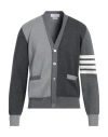 Thom Browne Milano Stitch Cotton Multi-colour 4 Bar Cardigan In Grey