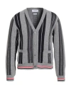Thom Browne Man Cardigan Grey Size 3 Wool, Silk, Cotton, Polyamide In Gray