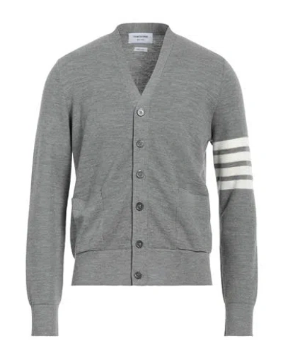 Thom Browne Man Cardigan Grey Size 4 Virgin Wool