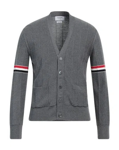 Thom Browne Man Cardigan Grey Size 3 Virgin Wool