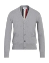 Thom Browne Man Cardigan Grey Size 1 Merino Wool, Wool, Polyamide, Elastane In Grey