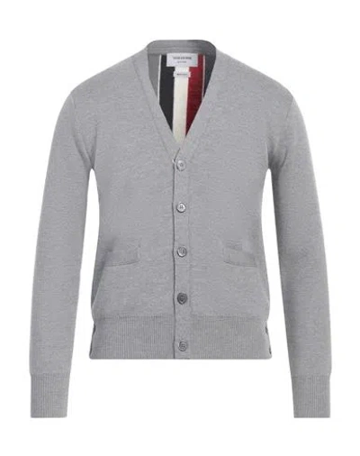 Thom Browne Man Cardigan Grey Size 5 Merino Wool, Wool, Polyamide, Elastane In Gray