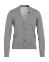 Thom Browne Man Cardigan Grey Size 5 Virgin Wool, Polyamide