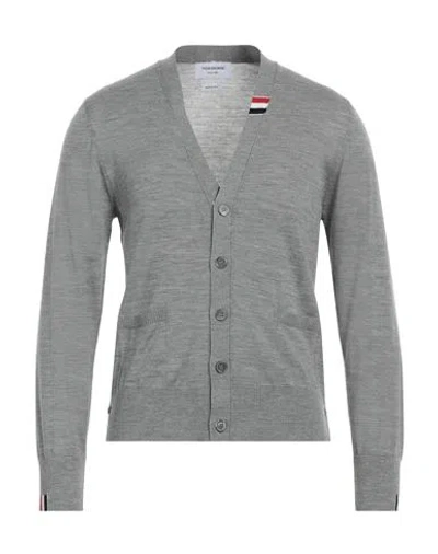 Thom Browne Man Cardigan Grey Size 5 Virgin Wool, Polyamide In Gray