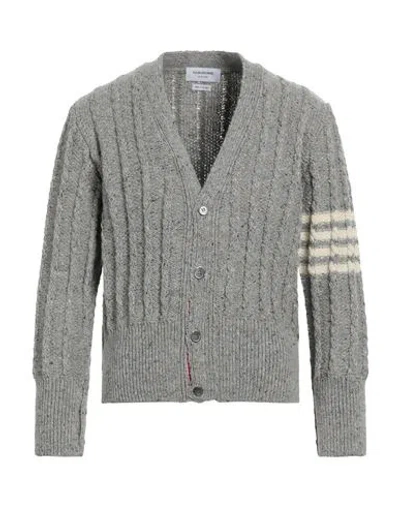 Thom Browne Man Cardigan Grey Size 5 Wool, Mohair Wool