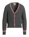 Thom Browne Man Cardigan Lead Size 4 Wool In Gray