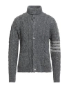 Thom Browne Man Cardigan Lead Size 4 Wool, Mohair Wool