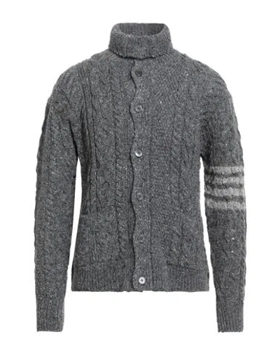 Thom Browne Man Cardigan Lead Size 4 Wool, Mohair Wool