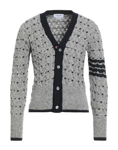 Thom Browne Man Cardigan Light Grey Size 3 Wool, Mohair Wool In Gray