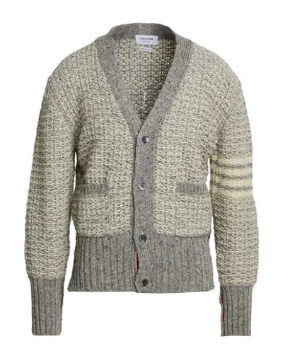 Thom Browne Man Cardigan Light Grey Size 5 Wool, Mohair Wool In Gray