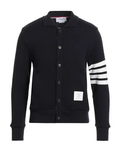 Thom Browne Man Cardigan Midnight Blue Size 3 Cashmere, Wool In Black