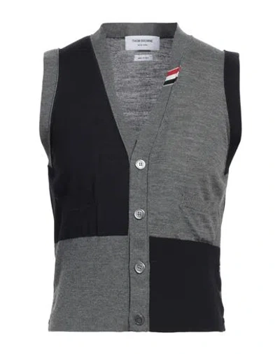 Thom Browne Man Cardigan Midnight Blue Size 3 Virgin Wool, Polyamide