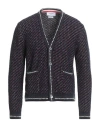 Thom Browne Man Cardigan Midnight Blue Size 4 Virgin Wool, Wool, Mohair Wool, Polyamide