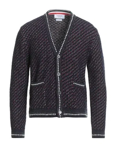 Thom Browne Man Cardigan Midnight Blue Size 4 Virgin Wool, Wool, Mohair Wool, Polyamide