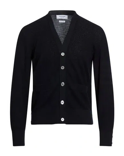 Thom Browne Man Cardigan Midnight Blue Size 5 Virgin Wool In Black
