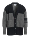 Thom Browne Block Design V-neck Sweater Pockets In Blue