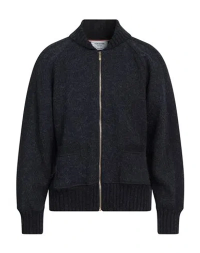 Thom Browne Man Cardigan Navy Size 2 Wool, Alpaca Wool In Navy Blue