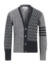 Thom Browne Man Cardigan Navy Blue Size 4 Wool, Mohair Wool In Navy Blue