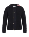 Thom Browne Man Cardigan Navy Blue Size 5 Cotton In Navy Blue