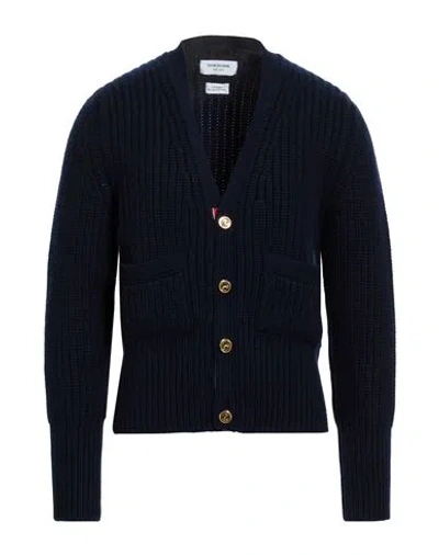 Thom Browne Man Cardigan Navy Size 2 Cashmere In Blue