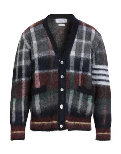 THOM BROWNE THOM BROWNE MAN CARDIGAN NAVY SIZE 3 MOHAIR WOOL, POLYAMIDE, WOOL, VIRGIN WOOL