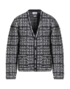 Thom Browne Man Cardigan Navy Size 4 Wool, Mohair Wool, Polyamide, Alpaca Wool In Gray