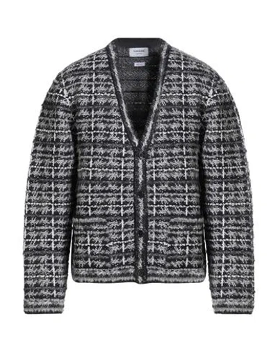Thom Browne Man Cardigan Navy Size 4 Wool, Mohair Wool, Polyamide, Alpaca Wool In Gray