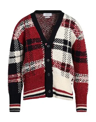 THOM BROWNE THOM BROWNE MAN CARDIGAN RED SIZE 5 WOOL, MOHAIR WOOL