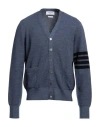 Thom Browne Man Cardigan Slate Blue Size 5 Virgin Wool