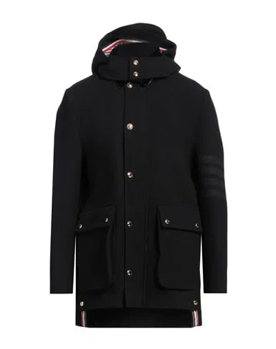 Thom Browne Man Coat Black Size 3 Wool, Cashmere