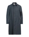 Thom Browne Striped Wool-tweed Coat In Blue
