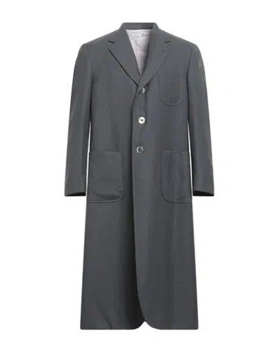 Thom Browne Man Coat Grey Size 1 Wool, Polyester In Gray