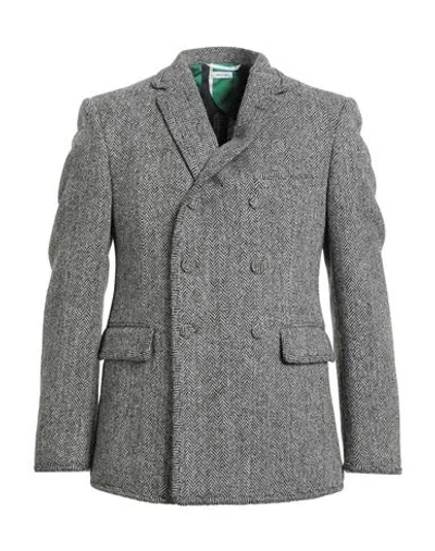 Thom Browne Man Coat Grey Size 4 Wool In Gray