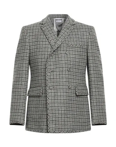 Thom Browne Man Coat Grey Size 4 Wool In Gray