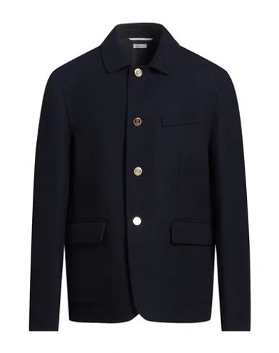 Thom Browne Man Coat Midnight Blue Size 5 Virgin Wool