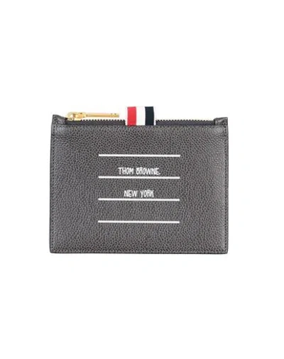 Thom Browne Man Coin Purse Steel Grey Size - Soft Leather