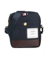 Thom Browne Man Cross-body Bag Midnight Blue Size - Cotton, Calfskin In Blue