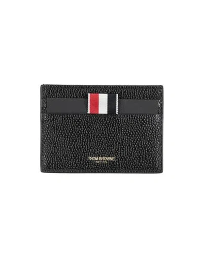 Thom Browne Man Document Holder Black Size - Leather In Blue