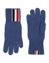 Thom Browne Man Gloves Blue Size L Virgin Wool In Blue