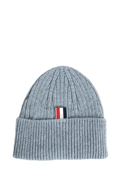 Thom Browne Man Grey Hats In Blue