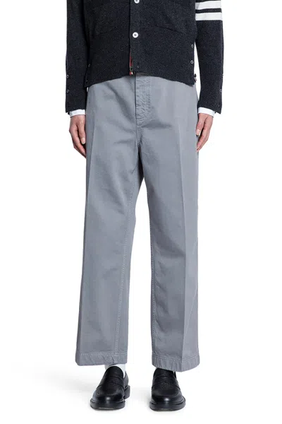 Thom Browne Man Grey Trousers In Gray