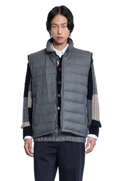 Thom Browne Man Grey Vests In Gray