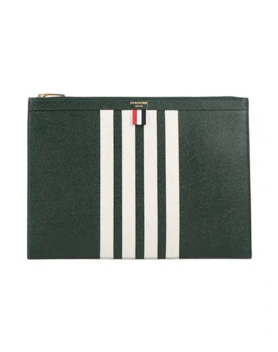 Thom Browne Man Handbag Dark Green Size - Textile Fibers, Soft Leather