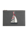 Thom Browne Man Handbag Grey Size - Leather