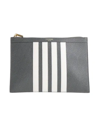 Thom Browne Man Handbag Grey Size - Leather In Gray
