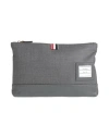 Thom Browne Man Handbag Grey Size - Leather, Textile Fibers