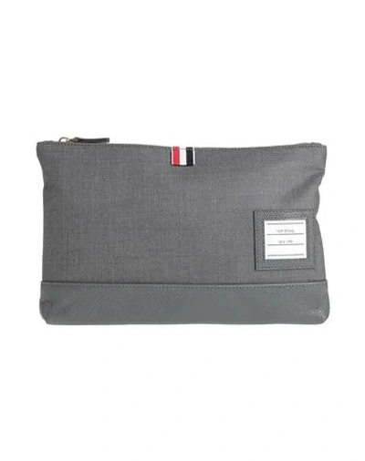 Thom Browne Man Handbag Grey Size - Leather, Textile Fibers In Gray