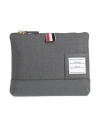 Thom Browne Man Handbag Grey Size - Leather, Textile Fibers
