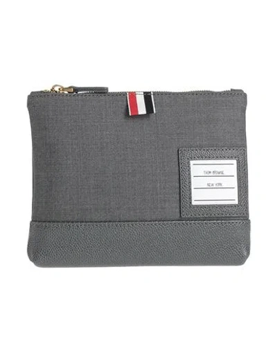 Thom Browne Man Handbag Grey Size - Leather, Textile Fibers In Gray
